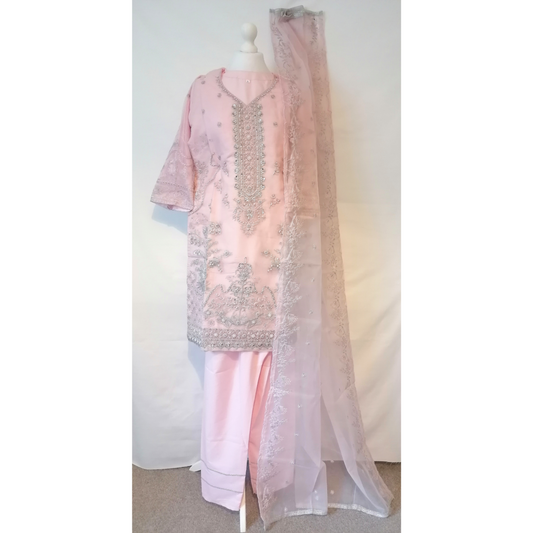 Pink organza emboridery dress